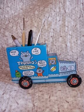 Blue Pen & Pencil Moving Truck - Kids Desk Organizer